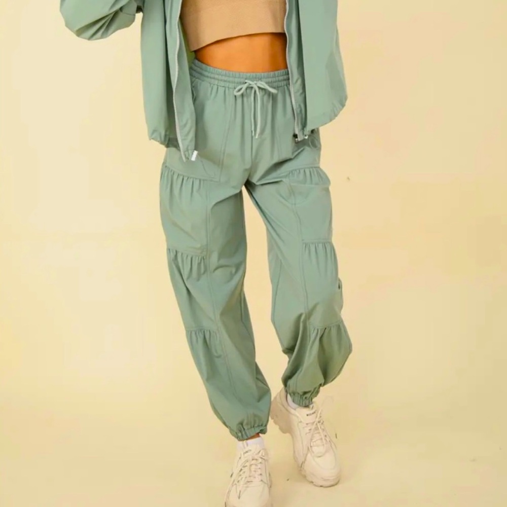 NWT Shirred Sage Green Women's Jogger Pants